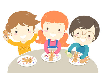 Kids Ginger Bread Man Decorating Illustration