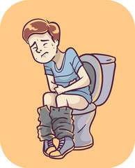 Boy Symptom Diarrhea Illustration