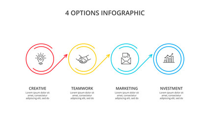 Thin line flat element for infographic. Template for diagram, graph, presentation and chart. Business concept with 4 options, parts, steps or processes. Data visualization.