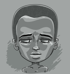 Kid Boy African Distress Illustration