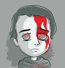 Kid Boy Blood Face Illustration