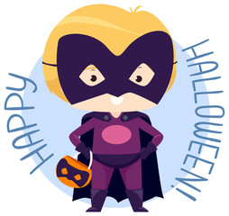 Kid Boy Halloween Super Hero Costume Illustration