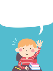 Kid Boy Class Raise Hand Speech Bubble