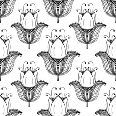 seamless pattern with big biautiful tulips. vector © Sunny