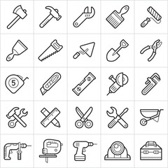 Construction tools trendy style icons on white background. Vector eps10