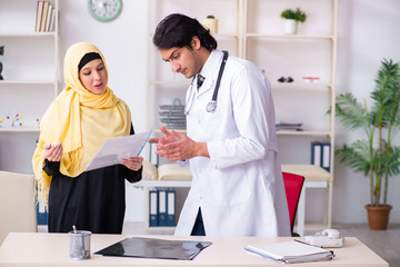 Female arab patient visiting male doctor 