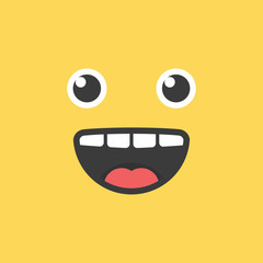 Cute emoji smile funny yellow face. Vector 