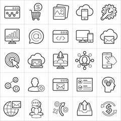 Seo trendy style icons on white background. Vector eps10