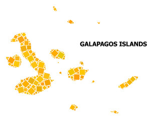 Golden Rotated Square Mosaic Map of Galapagos Islands