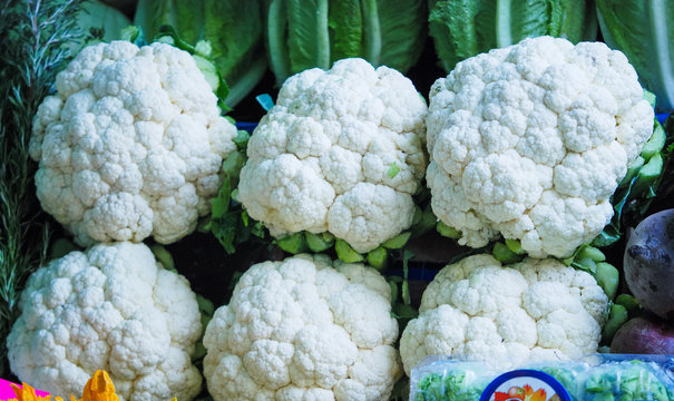 coliflor en mercado de la Ciudad de M&eacute;xico.