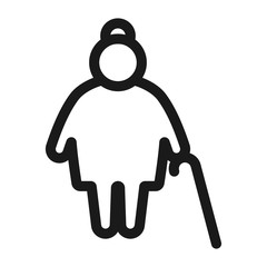 fat old woman - minimal line web icon. simple vector illustration. concept for infographic, website or app.