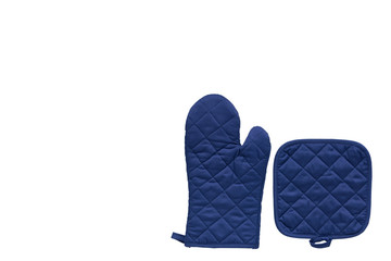 Blue kitchen glove, heat protection and safety.