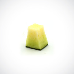 Cantaloupe Melon, with green flesh on the White Blackground.