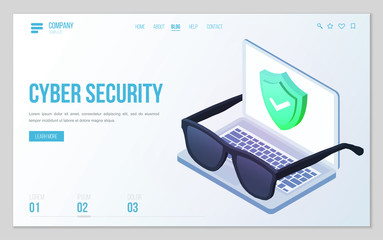 Minimal modern concept of data protection or digital online security. Design web site, landing page or presentation template. Isometric vector illustration.