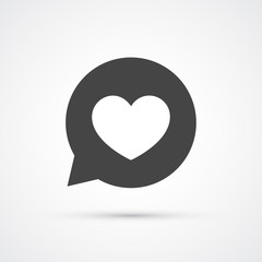 Heart in speech bubble black icon. Vector