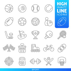 Sports and games high quality trendy line icons. Vector