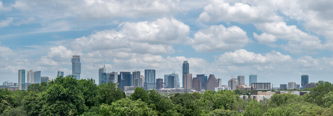 Cityscape View of Downtown Austin With Cloudy Skies