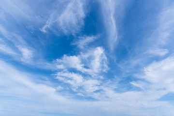 Blue sky with close up white fluffy tiny clouds background and pattern