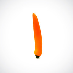 Yellow hot chili pepper isolated on the white background.