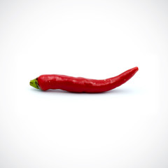 Red hot chili pepper isolated on the white background.