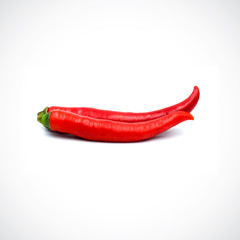 Red hot chili pepper isolated on the white background.