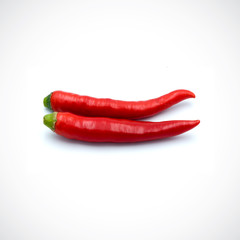 Red hot chili pepper isolated on the white background.