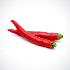 Red hot chili pepper isolated on the white background.