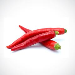 Red hot chili pepper isolated on the white background.