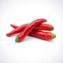 Red hot chili pepper isolated on the white background.