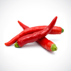 Red hot chili pepper isolated on the white background.