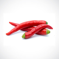 Red hot chili pepper isolated on the white background.