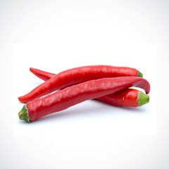 Red hot chili pepper isolated on the white background.