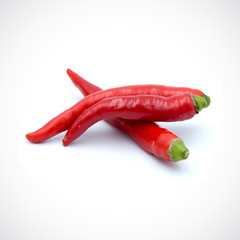 Red hot chili pepper isolated on the white background.