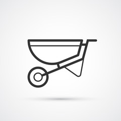 Wheel barrow flat line black icon. Vector eps10