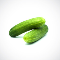 Two cucumbers on a white background