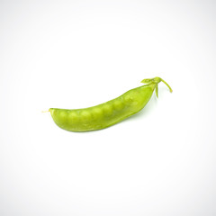 Soft peas, one piece isolated ,on the white background.