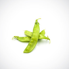 Soft peas, isolated ,on the white background.