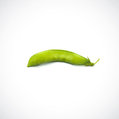 Soft peas, one piece isolated ,on the white background.