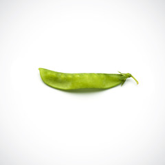 Soft peas, one piece isolated ,on the white background.
