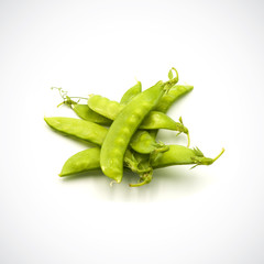 Soft peas, isolated ,on the white background.