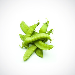 Soft peas, isolated ,on the white background.