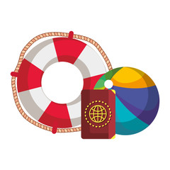 beach balloon with float and passport