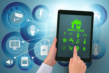 Smart home concept with devices and appliances