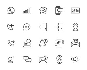 set of web icons, such as address, contact, social media, add friend, e-mail, app