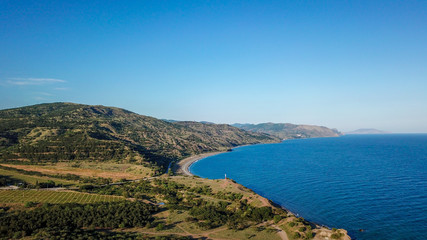 Grate view on coast in Crimea. Seascape, mountain and coastline.