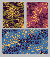 Animal texture seamless background pattern. Fashion print, textile design. Cute pattern. Vector set.