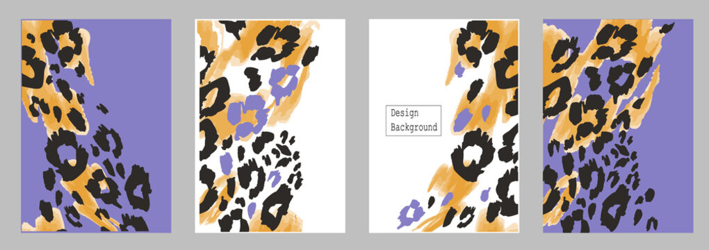 Set of abstract template with animal print. Artistic background. Text place. Vector.