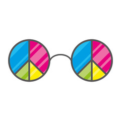 Isolated hippy glasses in flat style.