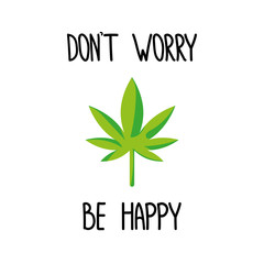 Obraz premium Poster template with a weed leaf and lettering.