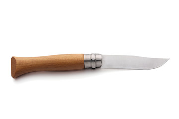 Knife with wooden-handle isolated on white